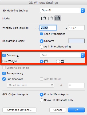 3D Window Settings