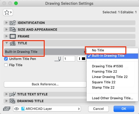 Drawing Selection Settings