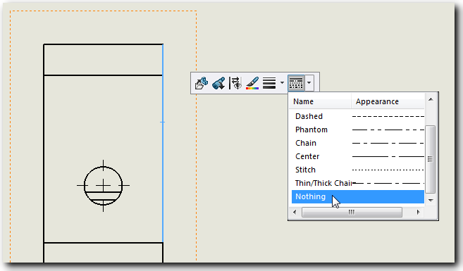 “hiding” specific lines in a drawing view using a blank line style