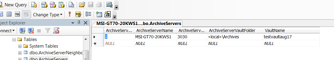 updating the ArchiveServerName