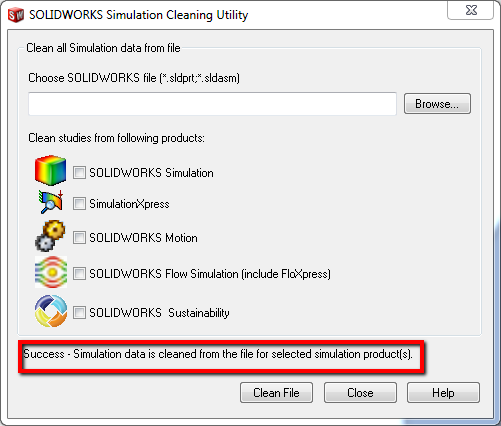 SOLIDWORKS Simulation Cleaning Utility