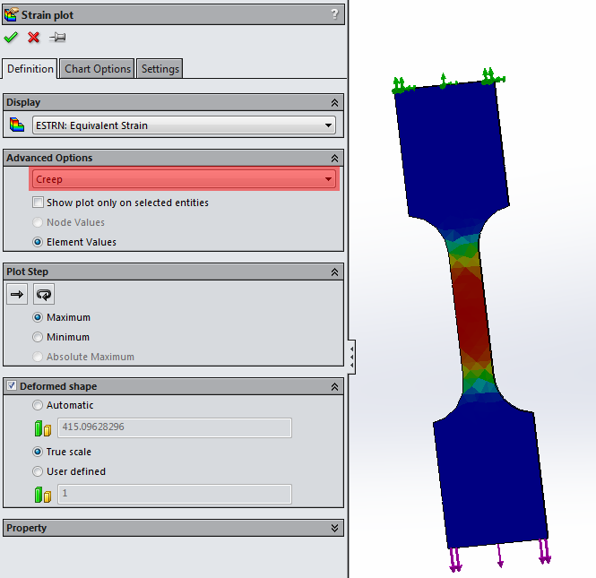 Creep analysis in SolidWorks Simulation