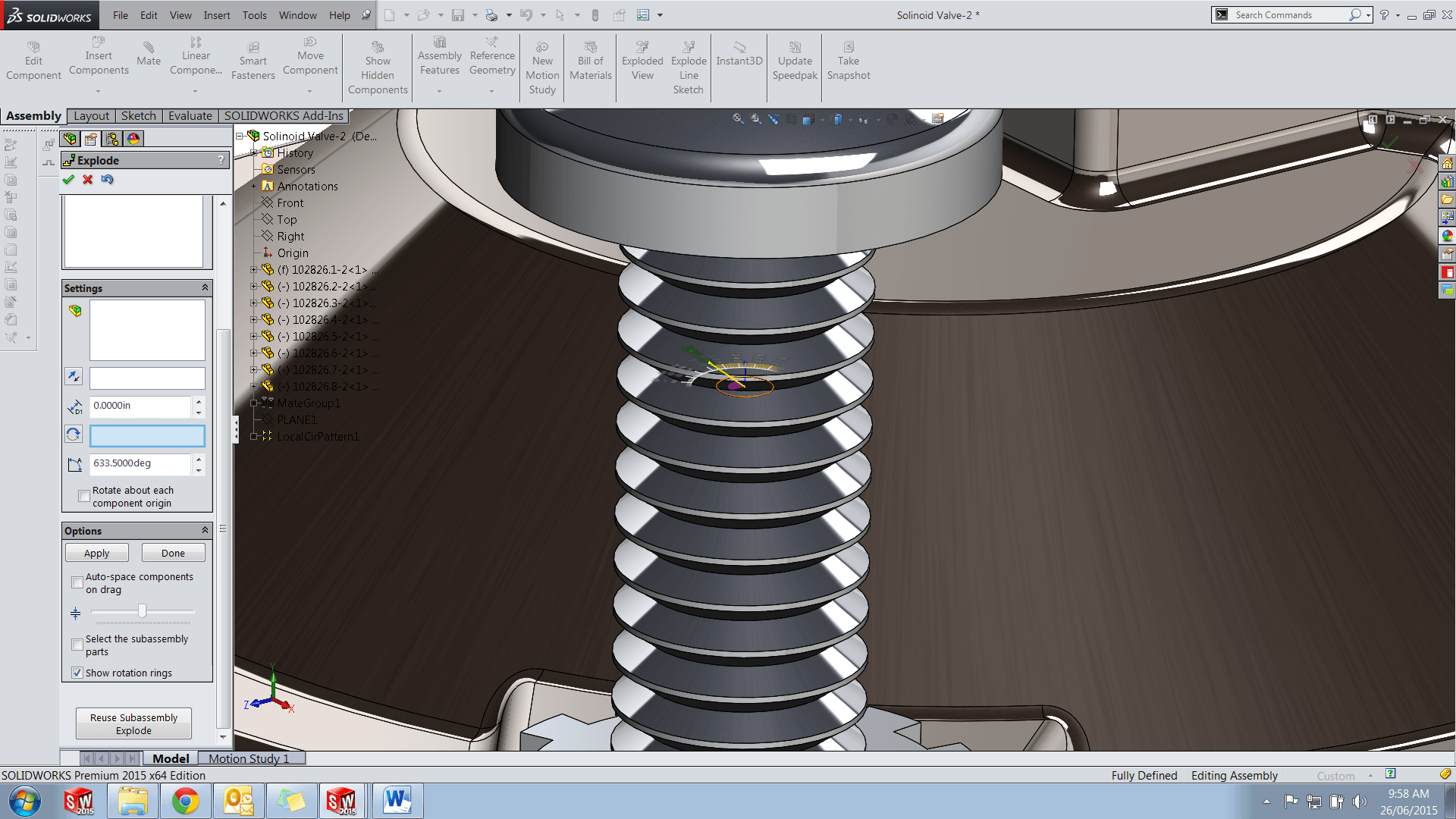 Animating a Screw being Unwound in Solidworks