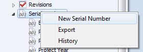 right clicking the Serial Number node in the administration tool