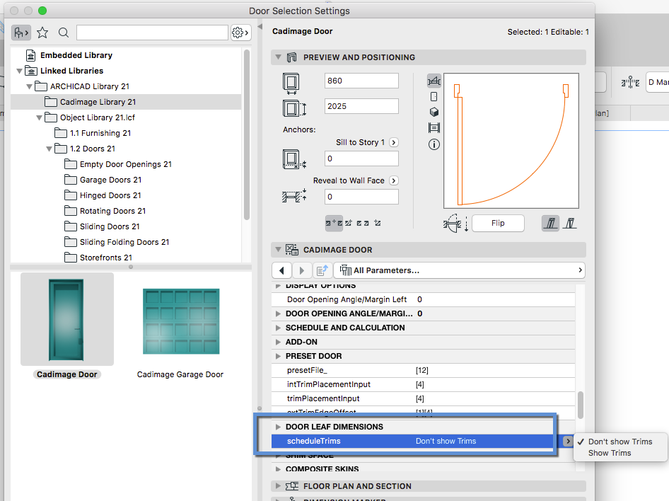 Door Selection Settings