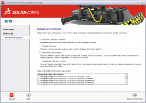 Uninstalling solidworks Advance Options