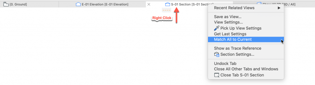 Choosing "Match All to Current"