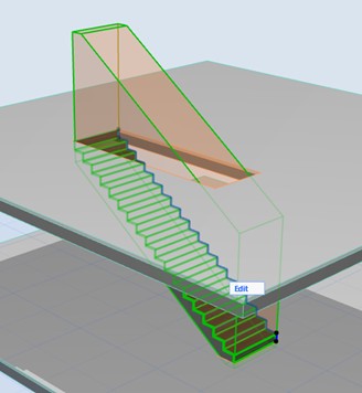 Stair – opening on slab using the headroom