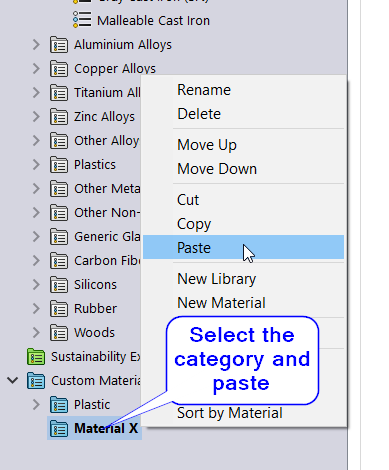 Selecting category and paste it