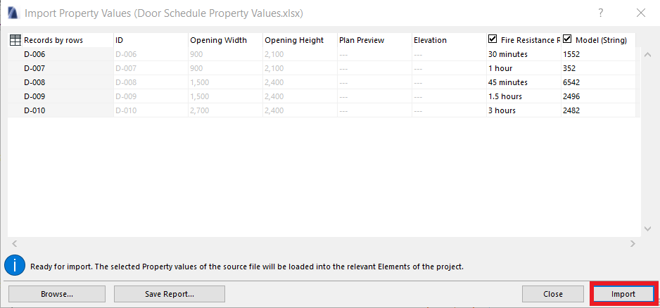 Import Property Values