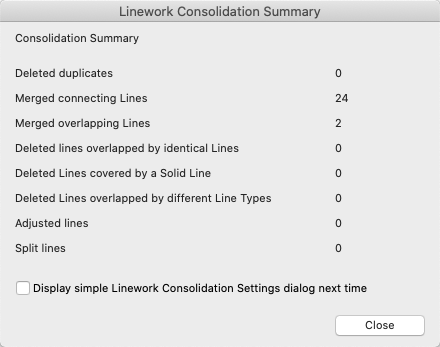 Linework Consolidation Summary