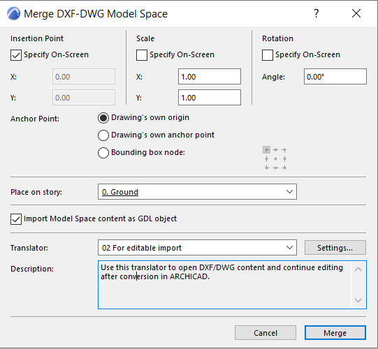 Merging DXF-DWG Model Space