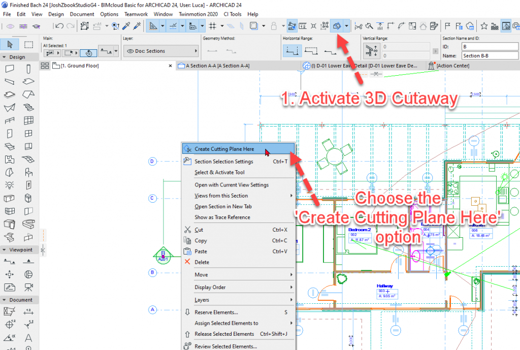 Activating the 3D Cutaway on the Standard Toolbar