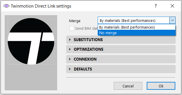 Twinmotion using the direct link settings