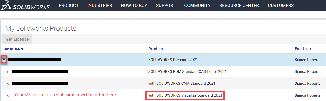 Find Solidworks Visualize Serial Number