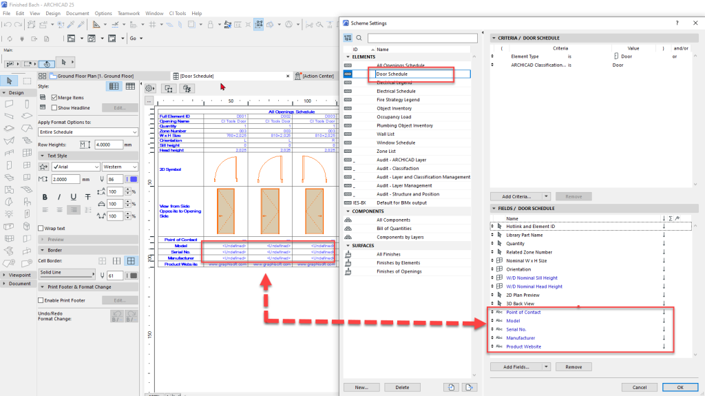 Setting up an Element Schedule in Archicad