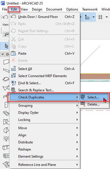 Checking duplicates through the Edit menu