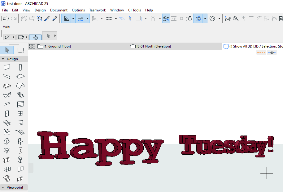 Editing Happy Tuesday Text on Archicad