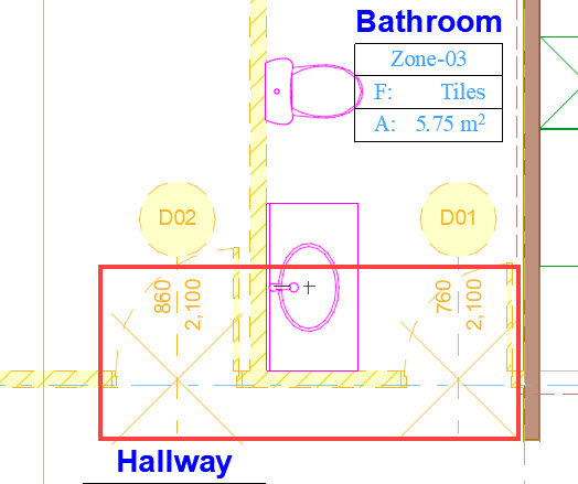 the words 'Bathroom' and 'Hallway' written in the floor plan
